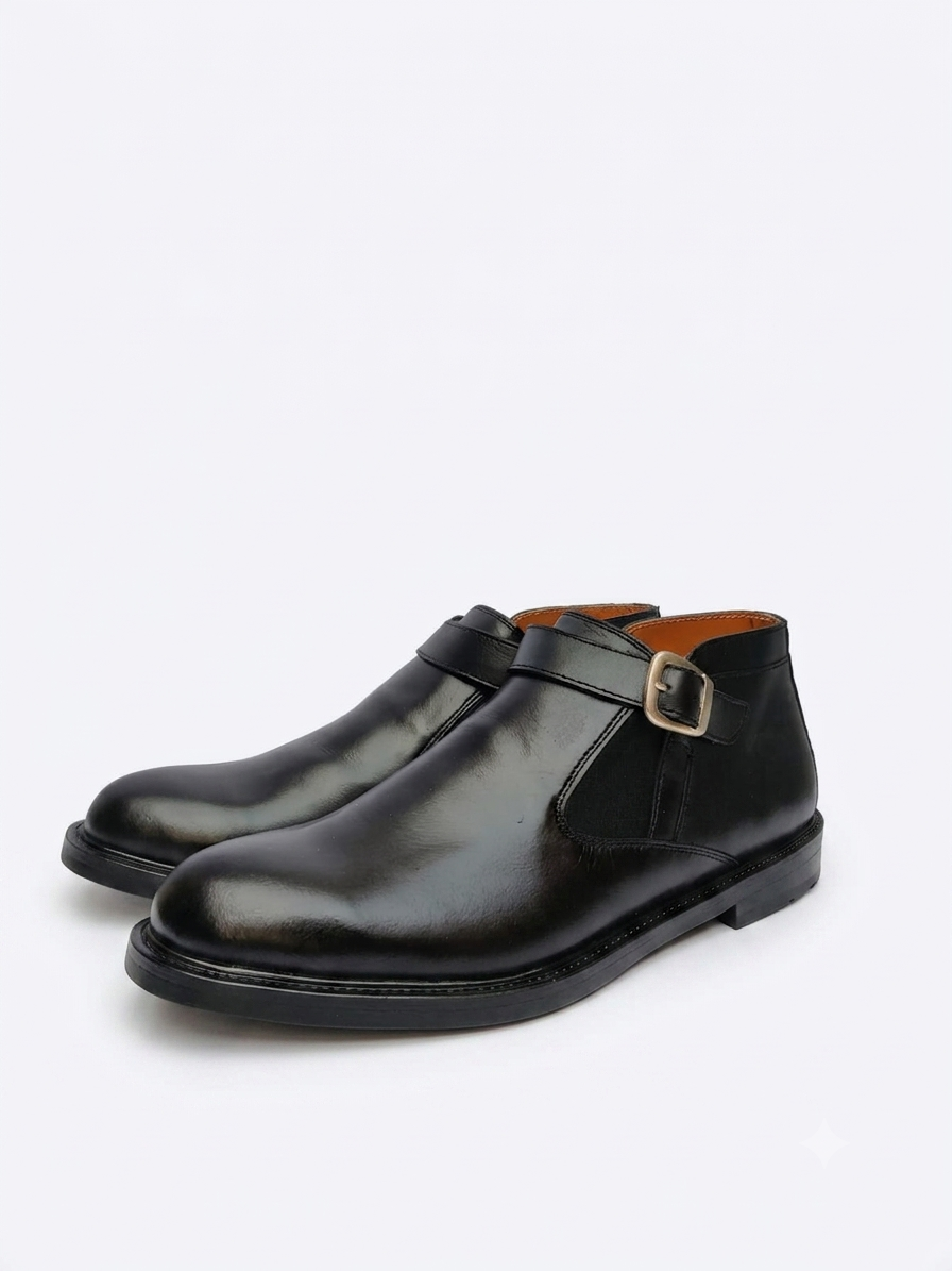 Black Monk Strap Boots