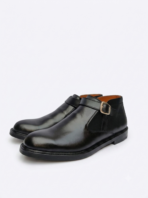 Black Monk Strap Boots