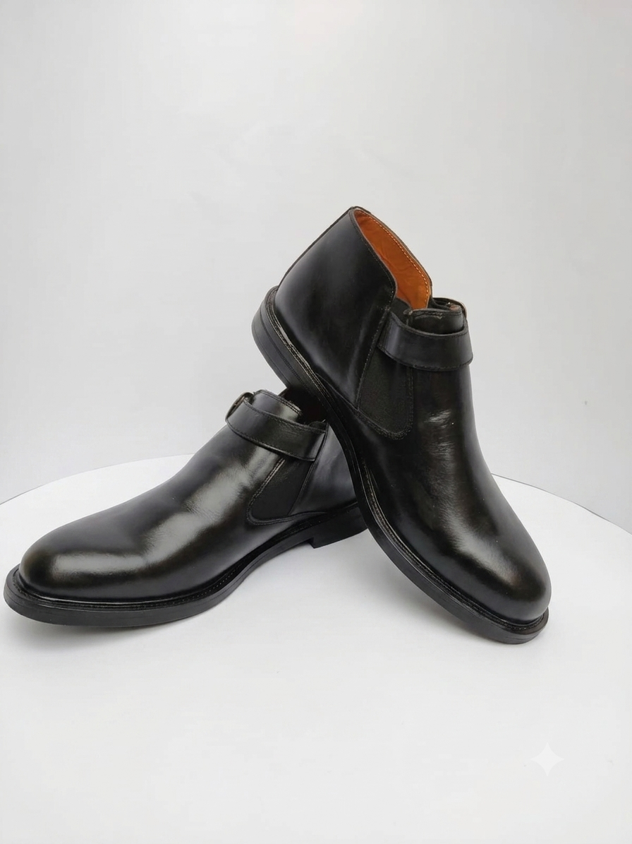 Black Monk Strap Boots
