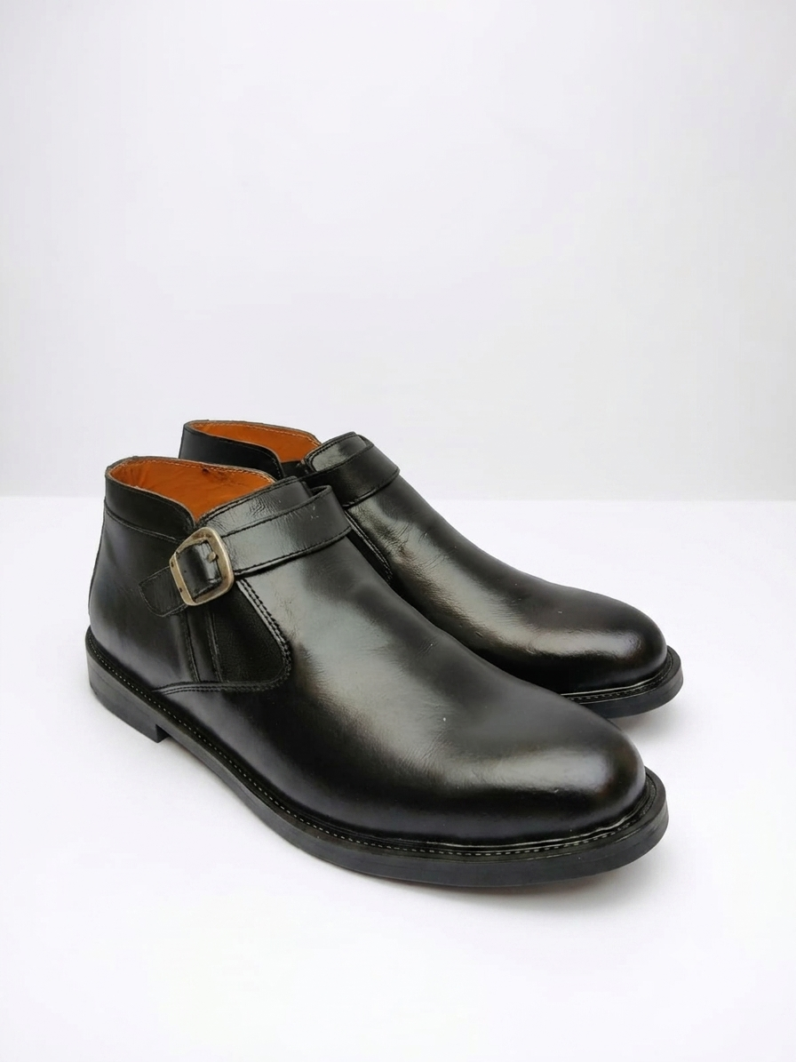 Black Monk Strap Boots